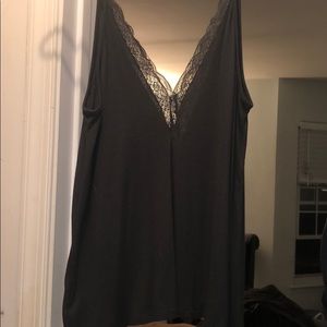 AEO Ribbed Dark Army Green V neck Tank